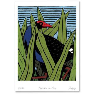 Pukeko in Harakeke Limited Edition Print
